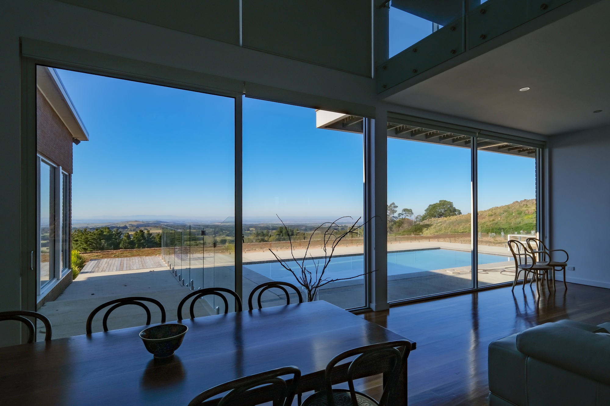 Automated roller blinds in modern residential house